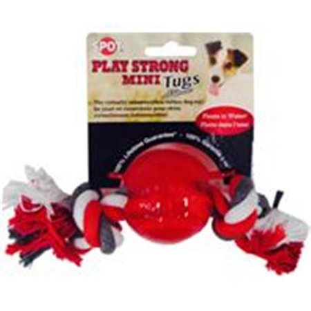 ETHICAL PET PRODUCTS Ethical Dog 689877 Play Strong Mini Tugs Ball With Rope - Red; Small 689877